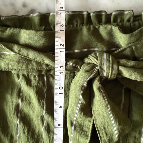 Vince Soft Stripe Belted Pull-On Pants Women’s XL Olive Wide Leg Minimalist Luxe - Picture 9 of 10